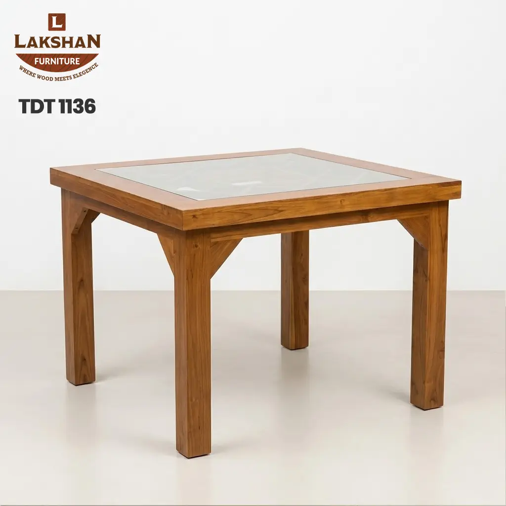 TDT1136 Teak Glass Dining Table - View 1