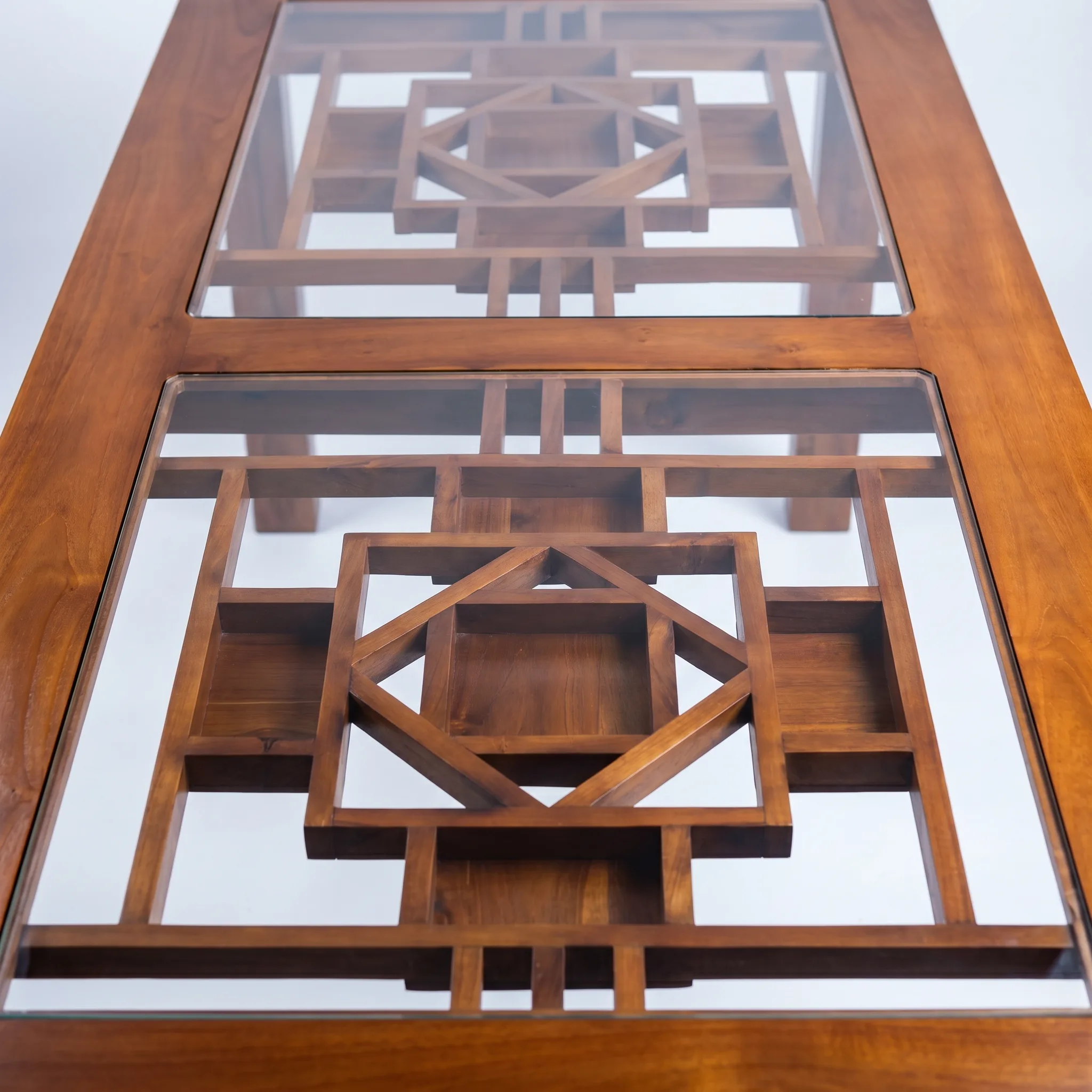 Teak Glass Dining Table - View 2